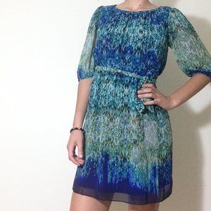Blue + Green Ombre Cheetah Print Dress